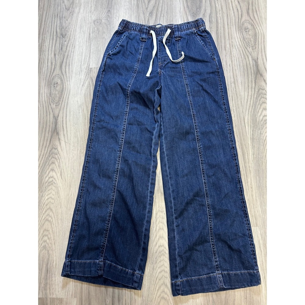 Oat New York Womens Cloud Luxe Wide Leg Denim Jeans Cotton Blend 25 Dark Blue
